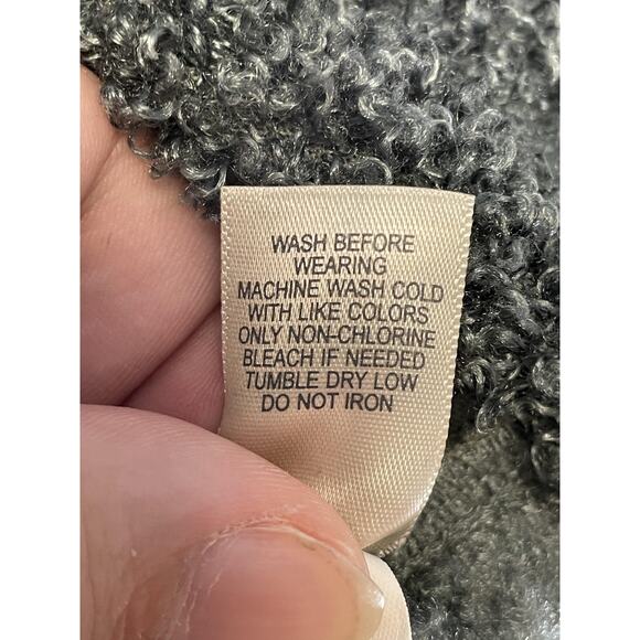 J. Jill Vest Womens Medium Gray Sherpa Fleece Zip Pockets Boucle Made in USA - Picture 7 of 9